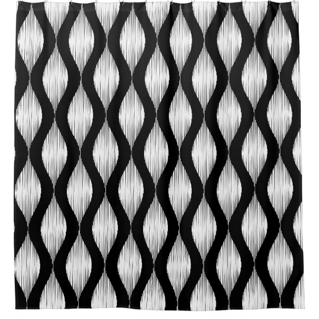 Schwarz-weiß Ikat Muster Duschvorhang Design (Vorderseite)