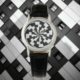 Schwarz-Weiß-Illusion Armbanduhr