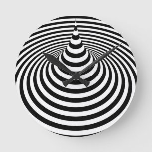 Schwarz-Weiß-Illusion Runde Wanduhr