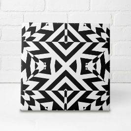Schwarz-Weiß-Illusive Op Art Geometric Muster Fliese