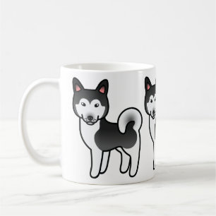 Schwarz-weiß-Illustration eines Alaskan Malamute-H Kaffeetasse