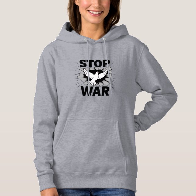 Schwarz-Weiß-Illustration, Krieg beenden, doveT-Sh Hoodie (Vorderseite)