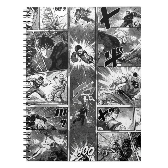 Schwarz-Weiß-Illustration, Manga von Natasha Us Notizblock (Vorderseite)