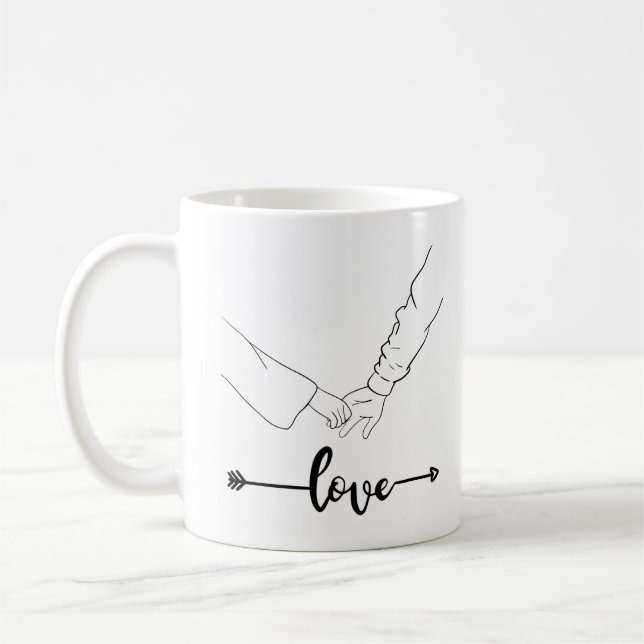 Schwarz-Weiß-Illustrative Liebe Verschiedene Tasse (Links)