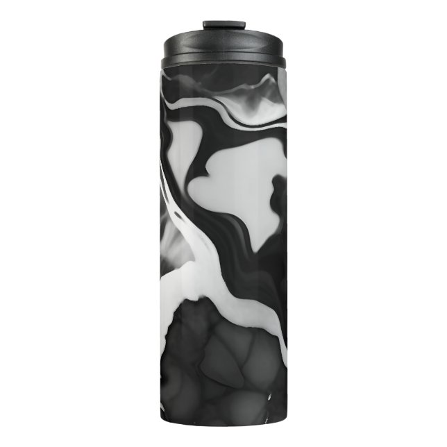 Schwarz-Weiß-Imitat aus Trendfarben Thermosbecher (Vorderseite)