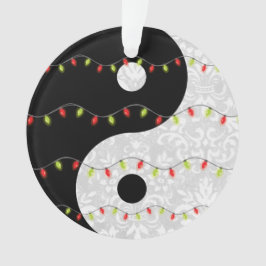 Schwarz-Weiß-Imitate Lace Yin Yang mit Lights Ornament