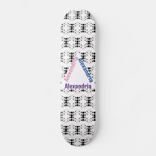 Schwarz-Weiß-Individuelle Name-Wandwerk Skateboard (Vorderseite)