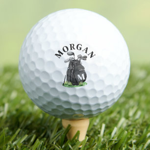 Schwarz-Weiß-Initialen-Monogramm Golfball