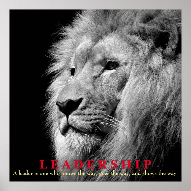 Schwarz-Weiß Inspiration Leadership Lion Square Poster (Vorne)