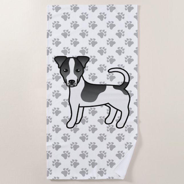 Schwarz-Weiß-Jack für glattes Coat Russell Terrier Strandtuch (Vorderseite)