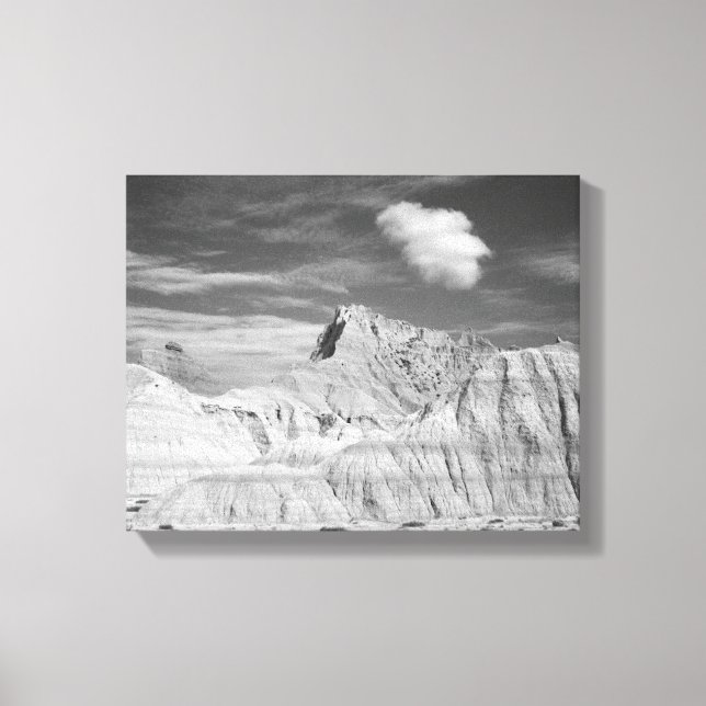 Schwarz-Weiß-Jagdspitzen in den Badlands 11x14 Leinwanddruck (Vorderseite)
