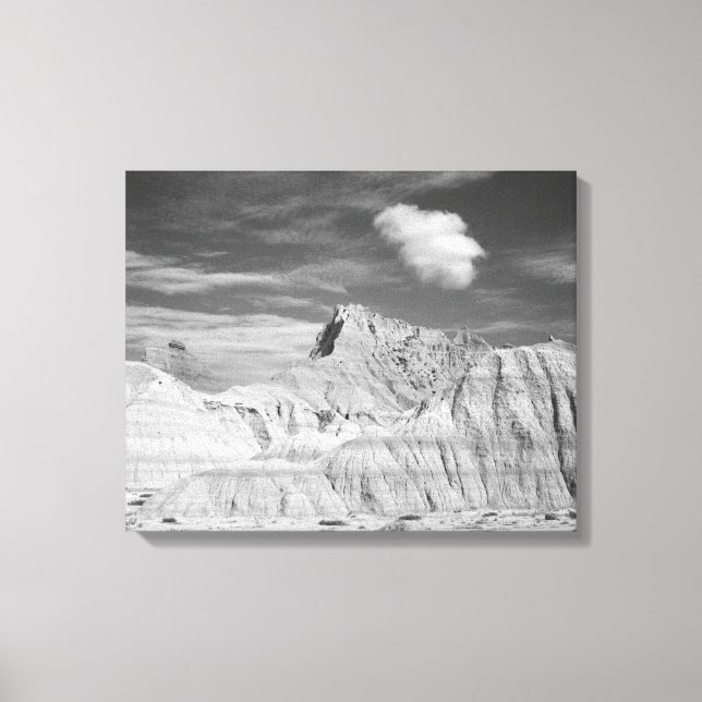 Schwarz-Weiß-Jagdspitzen in den Badlands 16x20 Leinwanddruck (Vorderseite)