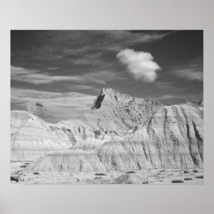 Schwarz-Weiß-Jagdspitzen in den Badlands 16x20 Poster