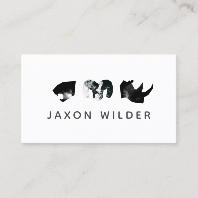 Schwarz-weiß Jaguar Rhino Ram Smoke Silhouette Visitenkarte (Vorderseite)