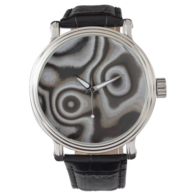 Schwarz-Weiß-Jasperstein Armbanduhr (Vorderseite)