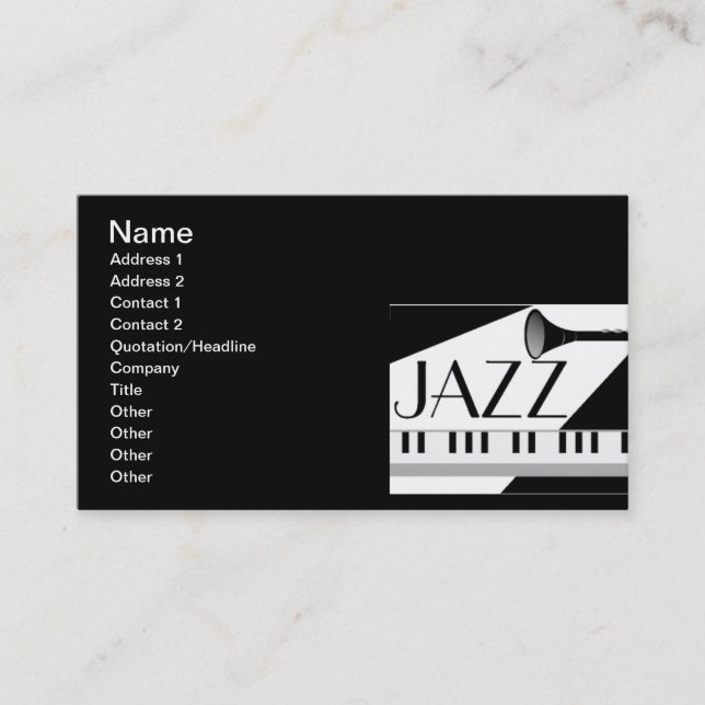 Schwarz-weiß JAZZ MUSIC GRAPHIC Visitenkarte (Vorderseite)