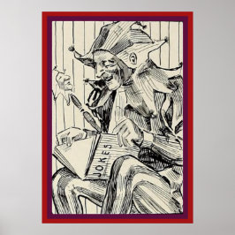 Schwarz-Weiß-Joker-Skizze Poster