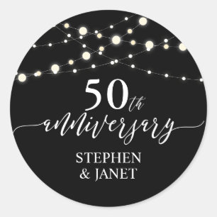 Schwarz-Weiß-Jubelparty zum 50. Hochzeitstag Runder Aufkleber