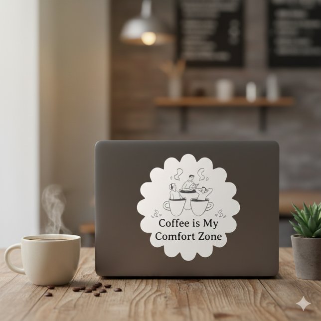 Schwarz-Weiß-Kaffee-Comfort-Zone-Aufkleber Quadratischer Aufkleber (Black and White Coffee Comfort Zone Sticker)