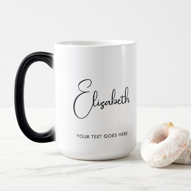 Schwarz-Weiß-Kaffee-Tasse - Ihre Typografie Verwandlungstasse (Mit Donut)