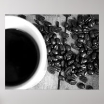 Schwarz-Weiß-Kaffeebohnen & ein Cup of Coffee 16x2
