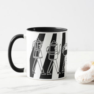 Schwarz-Weiß-Kaffeemaschinen gestreifter Kaffee Tasse