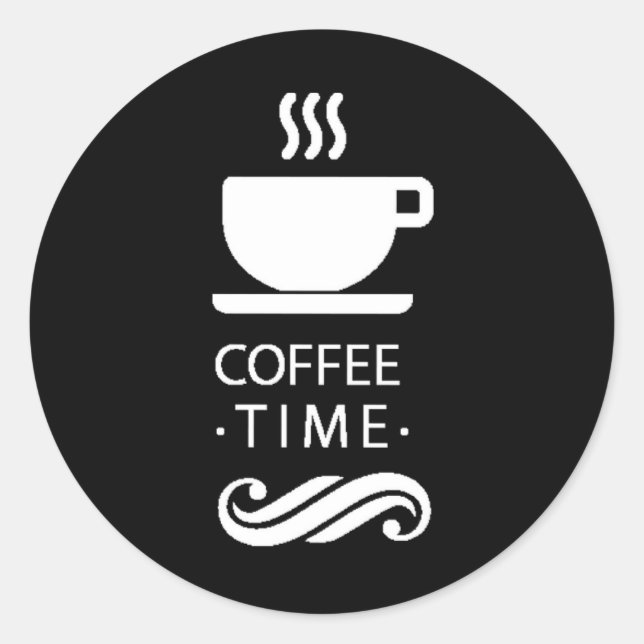 Schwarz-Weiß-Kaffeezeit Runder Aufkleber (Vorderseite)