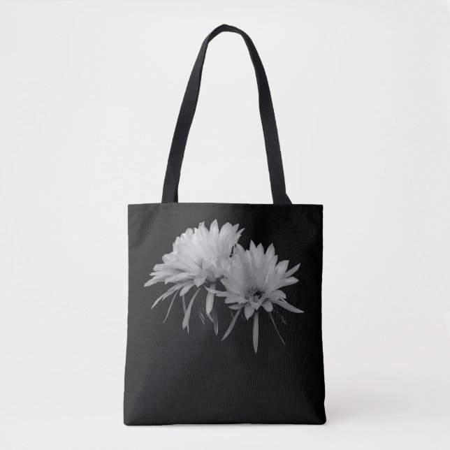 Schwarz-Weiß-Kakteen blühen Tasche (Vorderseite)