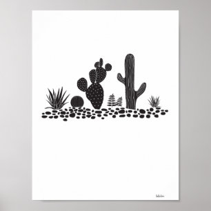 Schwarz-Weiß-Kakteen und Sukkulents-Poster Poster