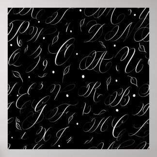 Schwarz-Weiß-Kalligrafie Alphabet-Poster Poster