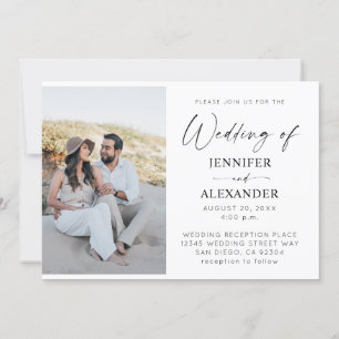 Schwarz-Weiß-Kalligrafie Einfache Hochzeit 3 Einladung