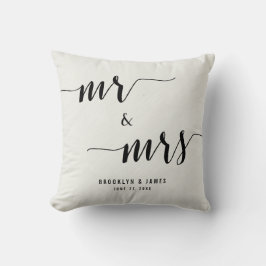 Schwarz-Weiß-Kalligrafie-Hochzeitpilze Kissen