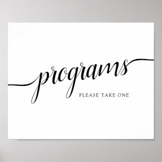 Schwarz-Weiß-Kalligrafie-Hochzeitssymbol "Programm Poster