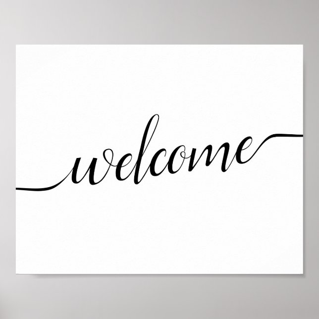 Schwarz-Weiß-Kalligrafie-Hochzeitssymbol "Willkomm Poster (Vorne)