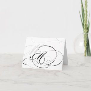 Schwarz-Weiß-Kalligrafie Initiale M Monogramm Kart Dankeskarte