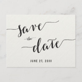 Schwarz-Weiß-Kalligrafie Save the Date Postkarte