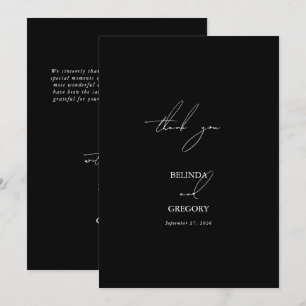 Schwarz-Weiß-Kalligrafie-Signatur-Skript-Hochzeit Dankeskarte