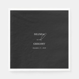 Schwarz-Weiß-Kalligrafie-Signatur-Skript-Hochzeit Serviette