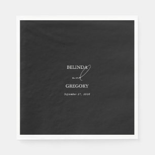Schwarz-Weiß-Kalligrafie-Signatur-Skript-Hochzeit Serviette