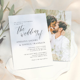 Schwarz-Weiß-Kalligrafie-Verlobung-Foto Hochzeit Einladung