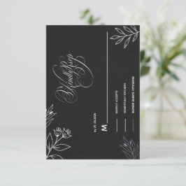 Schwarz-weiß-Kalligrafieschrift RSVP Karte