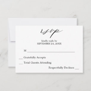 Schwarz-Weiß-Kalligraphie 2 keine Mehlkarte RSVP-K RSVP Karte