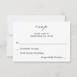 Schwarz-Weiß-Kalligraphie 4 keine Mehlkarte RSVP-K RSVP Karte
