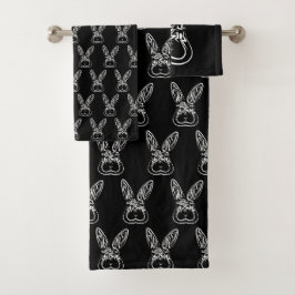 Schwarz-Weiß-Kaninchen Badhandtuch Set