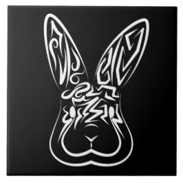 Schwarz-Weiß-Kaninchen Fliese