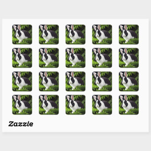 Schwarz-Weiß-Kaninchen-Hase, Quadratischer Aufkleber