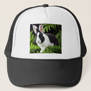 Schwarz-Weiß-Kaninchen-Hase, Truckerkappe