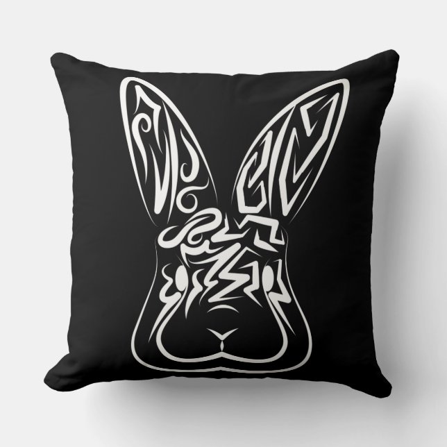 Schwarz-Weiß-Kaninchen Kissen (Vorderseite)