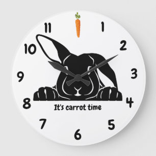 Schwarz-Weiß-Kaninchen-Kopf-Wanduhr Große Wanduhr
