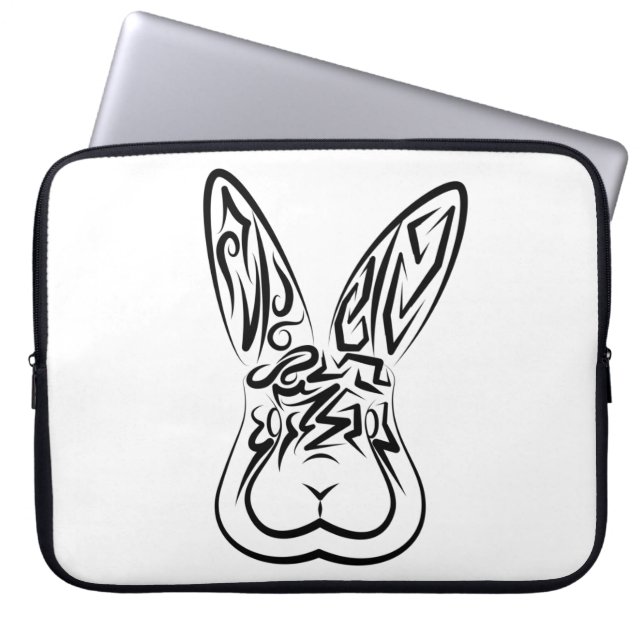 Schwarz-Weiß-Kaninchen Laptopschutzhülle (Vorderseite)